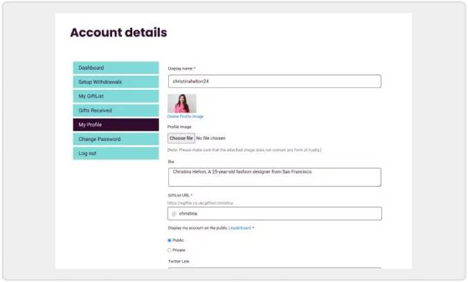 Customize Profile Step